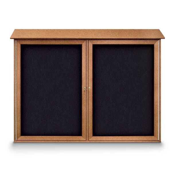 Indoor Enclosed Combo Board, 48"x36", Satin Frame/Grey & Cork
